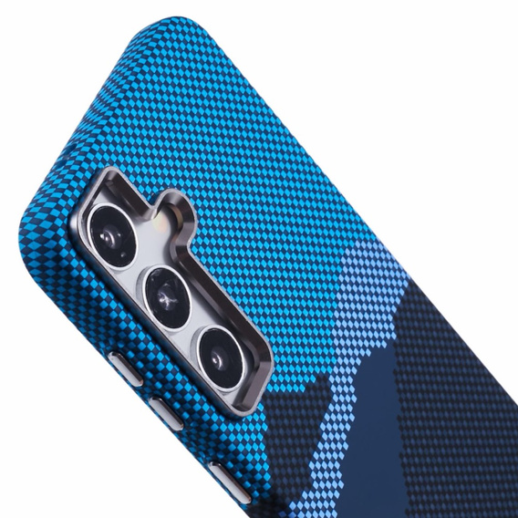 Etui do Samsung S25, Carbon Fiber MagSafe, niebieskie / granatowe