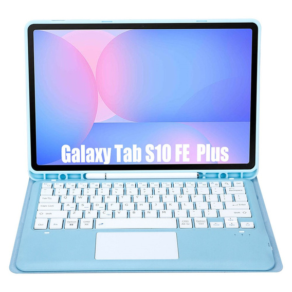 Futerał z klawiaturą bezprzewodową i touchpadem do tabletu Samsung Galaxy Tab S10 FE+ Plus X620/X626B - niebieski