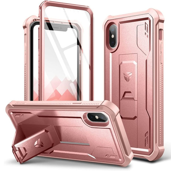 Etui pancerne do iPhone XS Max, Dexnor Full Body, różowe
