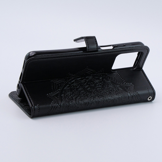 Etui z klapką do Motorola Moto G54 5G, Mandala, czarne
