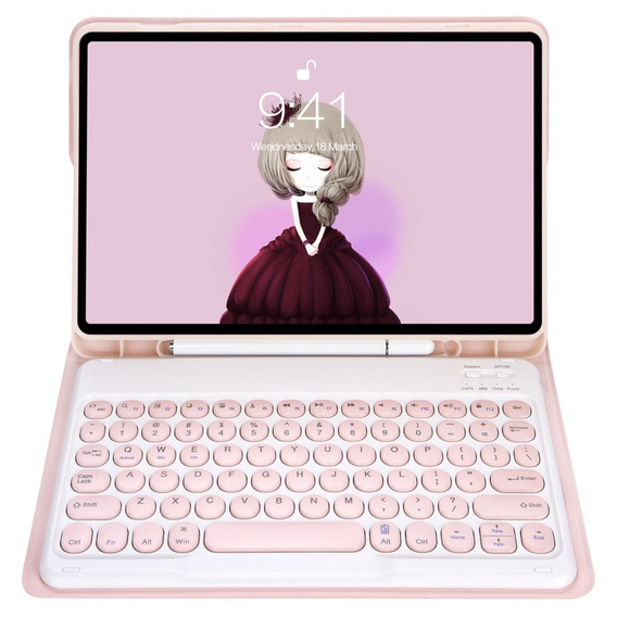 Etui z klawiaturą do iPad 10.2" 2021/2020/2019 (9/8/7 gen.) / Air 10.5" 2019 (3 gen.), Leather Pen Slot, różowe rose gold