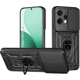 Etui pancerne do Oppo Reno 14, z ochroną aparatu, z podstawką, czarne