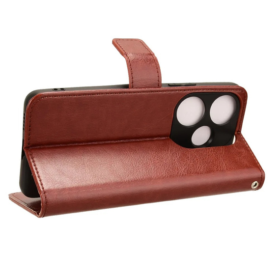Etui z klapką do Xiaomi Poco F6, Crazy Horse Wallet, brązowe