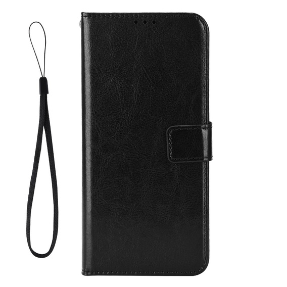 Etui z klapką do Oppo A5 5G / A5m, Crazy Horse Wallet, czarne