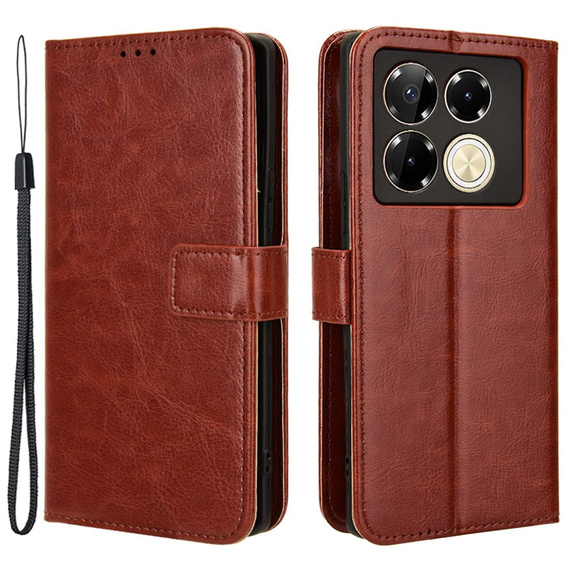 Etui z klapką do Infinix Note 40 Pro Plus, Crazy Horse Wallet, brązowe