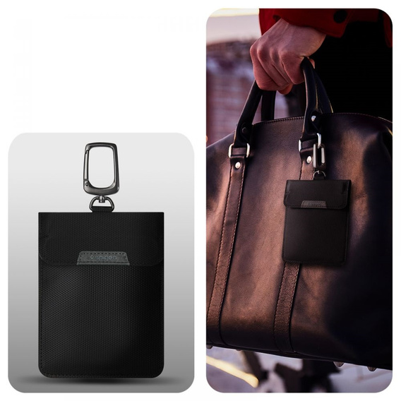 Spigen Etui pionowe Klatka Faradaya na kluczyk, kartę płatniczą, Black