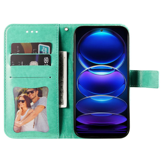 Etui z klapką do Xiaomi Redmi Note 12 5G / POCO X5 5G, Mandala, zielone