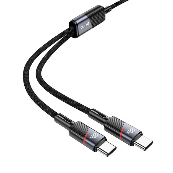 Kabel 2w1 Hoco U139 USB-C + Lightning 100W 1,2 m – Czarny