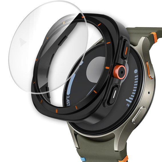2w1 Etui + Szkło Hartowane do Samsung Galaxy Watch 7 40mm, Czarne