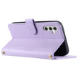 Etui z klapką do Samsung Galaxy A55 5G, Rhombus Crossbody Leather, fioletowe