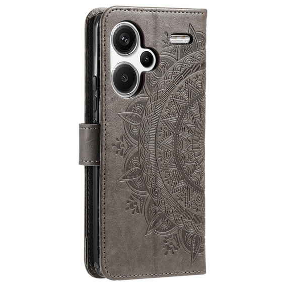 Etui z klapką do Xiaomi Redmi Note 13 Pro+, Mandala, szare