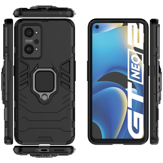 Etui do Realme GT 2 / Realme GT Neo 2, Kickstand Ring, czarne