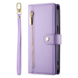 Etui z klapką do Samsung Galaxy A17 5G, Wallet Zipper Pocket, portfelowe, fioletowe