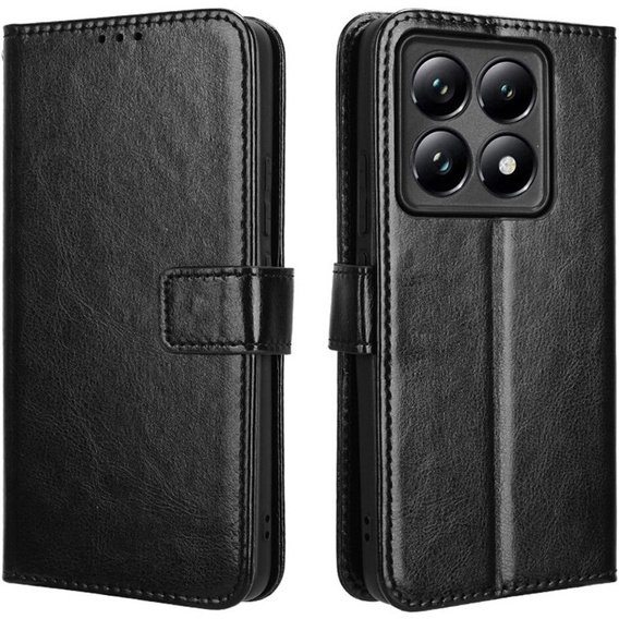 Etui z klapką do Xiaomi 14T Pro, Crazy Horse Wallet, czarne