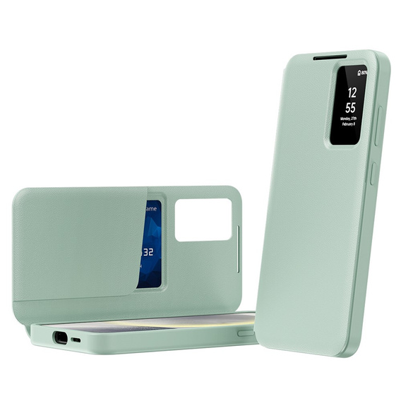 Etui z klapką do Samsung Galaxy S24 FE, Smart View Wallet, zielone
