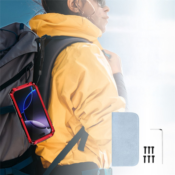 Etui R-JUST z podstawką i wbudowanym szkłem do iPhone 17 Pro Max