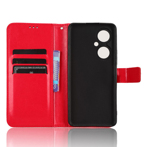Etui z klapką do Huawei Nova 11i, Crazy Horse Wallet, czerwone