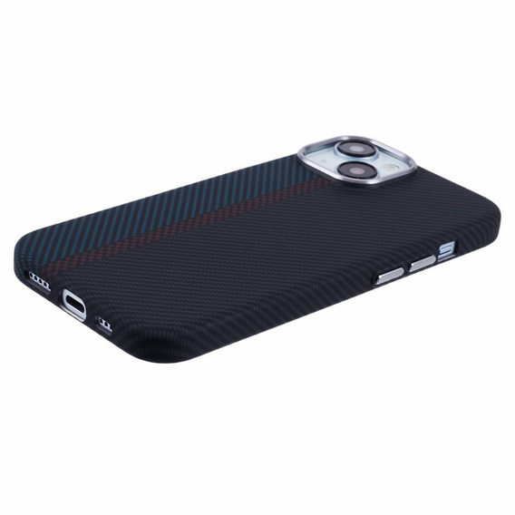 Etui do iPhone 15, Carbon Fiber MagSafe, czarne / niebieskie