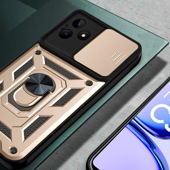Etui pancerne do Realme C53 4G, CamShield Slide, złote