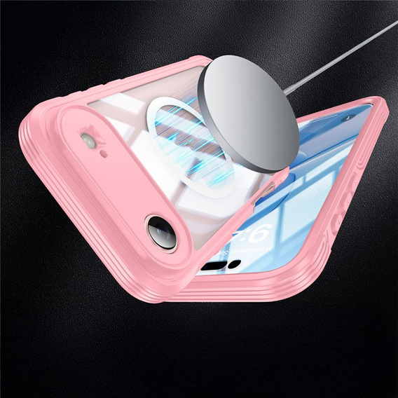 Etui do iPhone Air, Shockproof, ze szkłem, do MagSafe, różowe