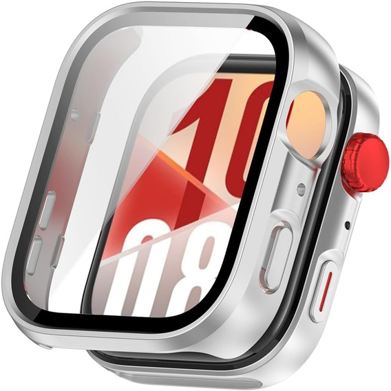 2w1 Etui z twardą ramką i szkłem hartowanym do Huawei Watch Fit 4 - srebrne