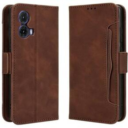 Etui z klapką do Motorola Moto G85, Card Slot, brązowe