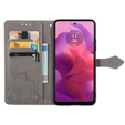 Etui z klapką do Motorola Moto E14, Mandala, szare