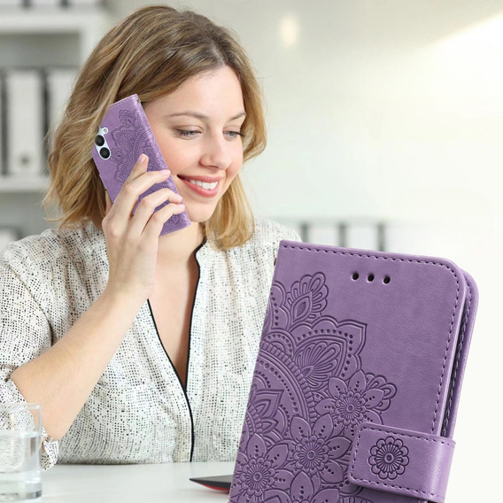 Etui z klapką do Samsung Galaxy A54 5G, Mandala, fioletowe