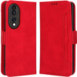 Etui z klapką do Honor 70 5G, Card Slot, czerwone