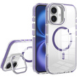 Etui do iPhone 17, do MagSafe, z podstawką, transparentne z fioletowymi wstawkami