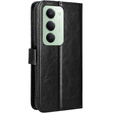 Etui z klapką do Xiaomi Redmi 15 5G / 4G, z fakturą Crazy Horse, czarne