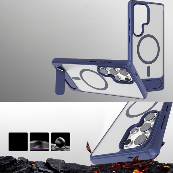 Etui do Samsung Galaxy S25 Ultra, Kickstand Matt Case, do MagSafe, granatowe