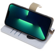 Etui z klapką do iPhone 15 Pro Max, Wallet Zipper Pocket, z lusterkiem, niebieskie