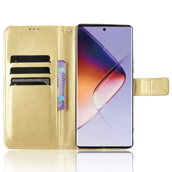 Etui z klapką do Infinix Note 40 Pro Plus, Crazy Horse Wallet, złote