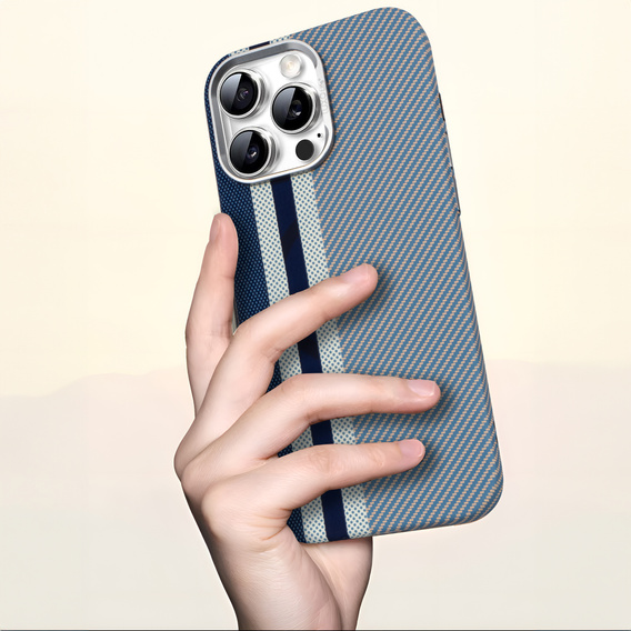 Etui do iPhone 16 Pro, Carbon Fiber MagSafe, niebieskie