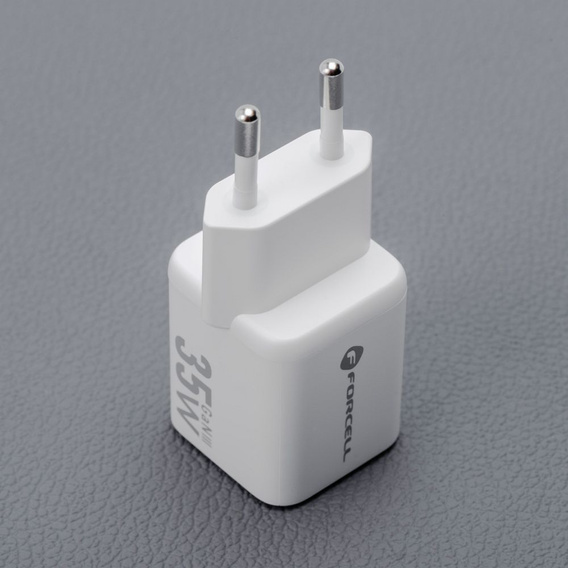 Forcell Mini Ładowarka GaN 35W USB-C + USB-A, kompaktowy adapter do szybkiego ładowania - biały