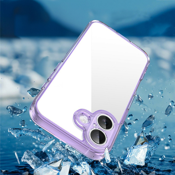 Etui do iPhone 17, z osłoną aparatu, przezroczyste z fioletowymi bokami