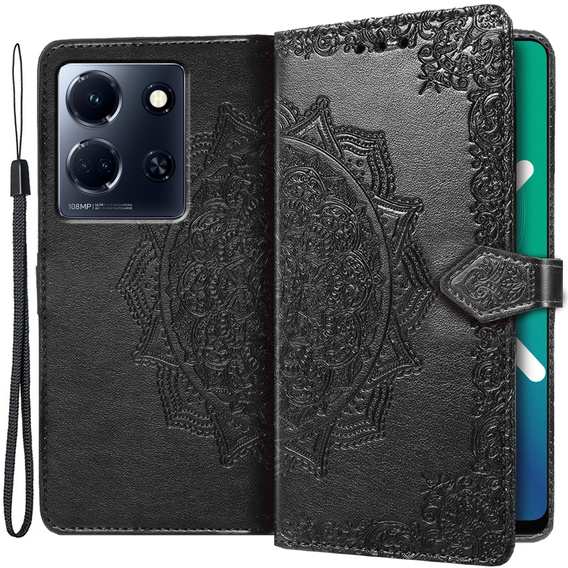 Etui z klapką do Infinix Note 30 5G, Mandala, czarne