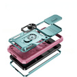 Etui pancerne do Samsung Galaxy S24+ Plus, CamShield Slide, zielone / różowe