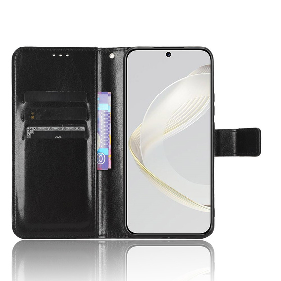 Etui z klapką do Huawei Nova 11 Pro, Crazy Horse Wallet, czarne