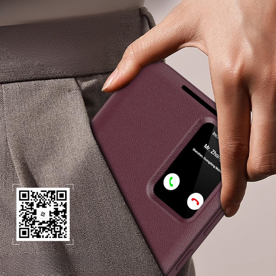Etui z klapką do Samsung Galaxy S24 FE, Smart View Wallet, bordowe