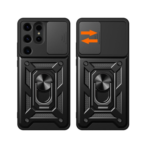 Etui pancerne do Samsung Galaxy S24 Ultra, CamShield Slide, czarne