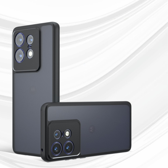 Etui do Motorola Edge 50 Pro, Fusion Hybrid, z ochroną aparatu, przezroczyste / czarne
