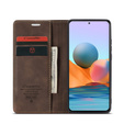 Etui CASEME do Xiaomi Redmi Note 10 Pro, Leather Wallet Case, kawowe