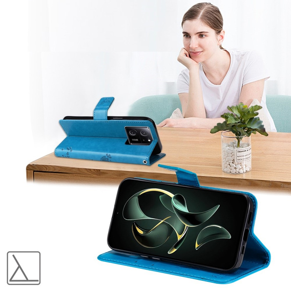 Etui z klapką do Xiaomi 13T / 13T Pro, Butterfly, niebieskie