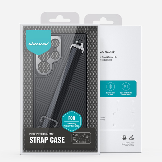 Etui NILLKIN do Samsung Galaxy S23 Ultra, Stripe Design z rączką, czarne