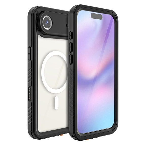 Etui Redpepper do iPhone 17 Air, Wodoodporne IP68, do MagSafe, przezroczyste z czarnymi bokami