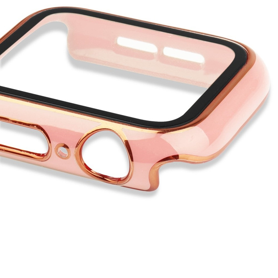 2w1 Etui + Szkło Hartowane do Apple Watch 7/8/9 45mm - Różowe / Złote