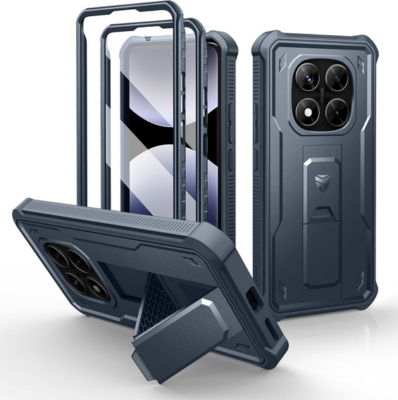 Pancerne etui Dexnor do Xiaomi Redmi Note 14 Pro 5G / POCO X7 5G z podstawką i osłoną kamery - niebieskie