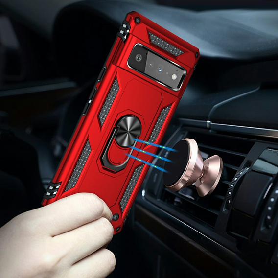 Etui pancerne do Google Pixel 6 Pro, Nox Case Ring, czerwone